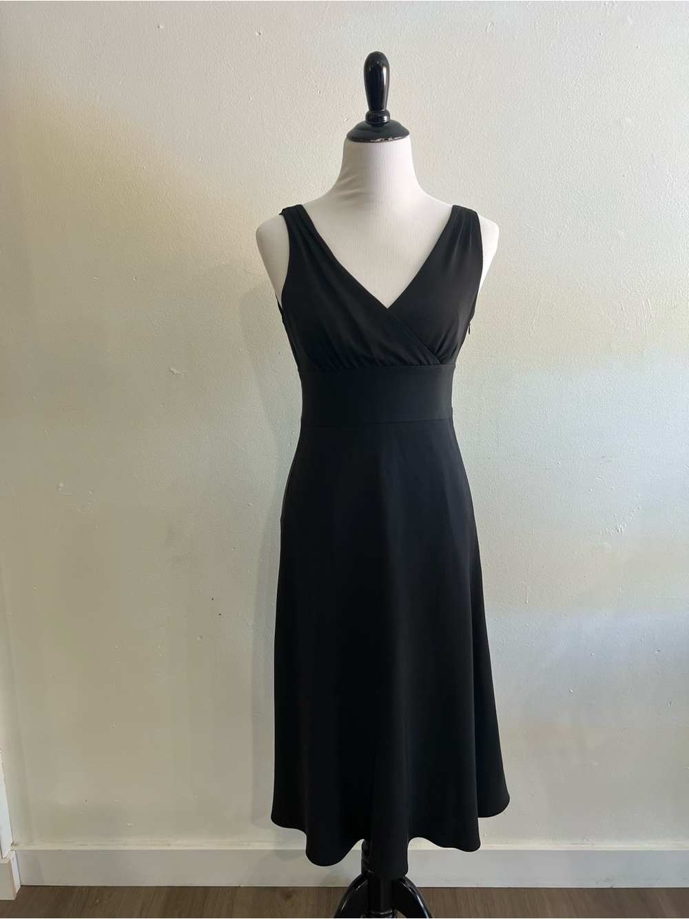 J. Crew Black Sleeveless V-Neck Midi Dress